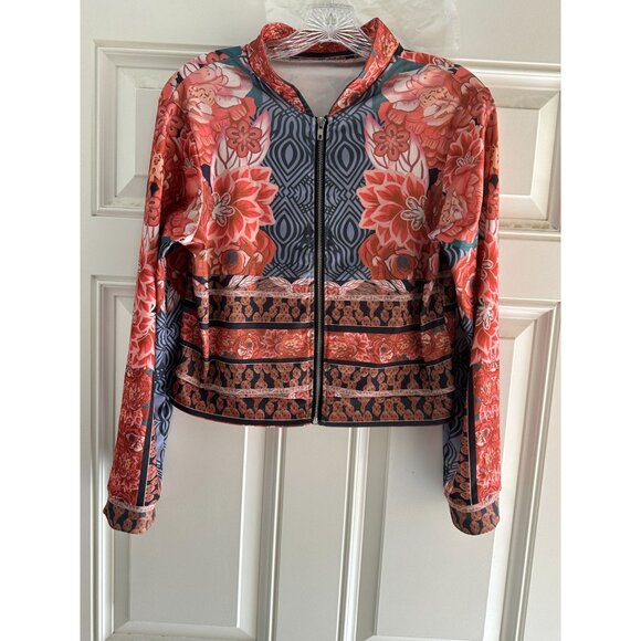 Unbranded Pants - Unbranded Womens Floral Print Jacket & Pants Set Long Sleeve Full-Length Zipper